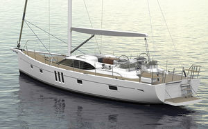 Segel-Yacht / Fahrten / Decksalon / Bugspriet / Doppel-Steuerrad