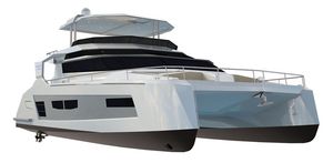 Katamaran-Motoryacht / Fahrten / Flybridge / Shaft-Drive