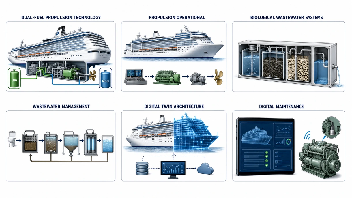 Detaillierte Nahaufnahme einer Pod-Antriebseinheit eines Kreuzfahrtschiffes mit Propellerflügeln aus Edelstahl und dem Hydraulikgehäuse.