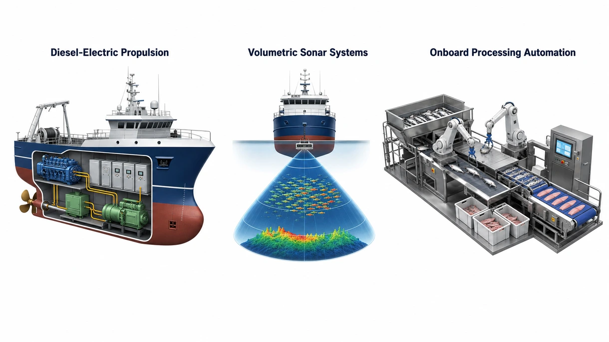 Technische Nahaufnahme eines hydraulischen Windensystems mit korrosionsbeständigen Beschichtungen und hochbelastbarer Verkabelung für die Schiffstechnik.
