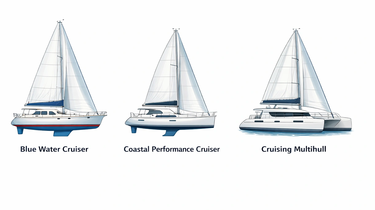 Technische Detailaufnahme einer Bugrolle aus Edelstahl und einer verstärkten Vorstagbefestigung an einem professionellen Segelboot für Kreuzfahrten.