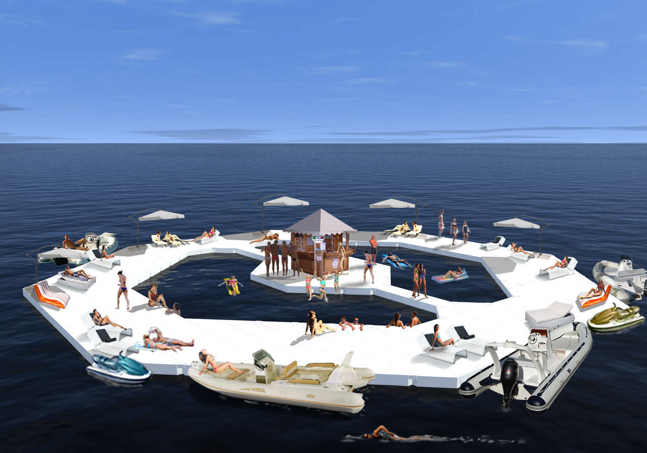 Knstlicher schwimmende Insel - TAFF - Modular Floating System