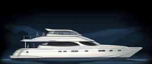Katamaran-Motoryacht / Fahrten / geschlossene Flybridge / Verbundwerkstoff