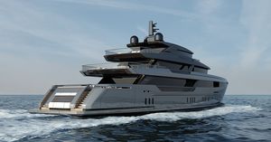 Fahrten-Megayacht / Raised Pilothouse / Stahl / mit Pool