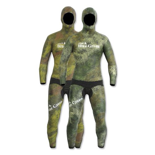 Nassanzug zum Speerfischen - Smooth Camo - BlueGreen - mit Kopfhaube / zweiteilig / 3,5 mm
