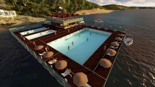 Schwimmbecken mit Auftrieb - HSB Marine 