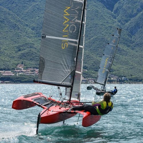 Segelboot mit Foil - Flying Mantis - Trimaran / Daysailer / Carbon