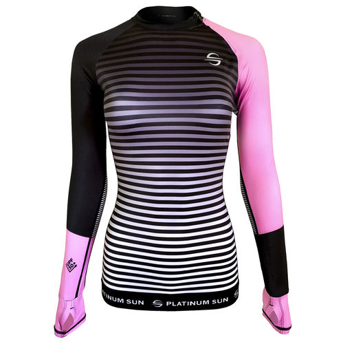 Lycra-Shirt / Langarm - Pink Stripes - Platinum Sun - für Frauen