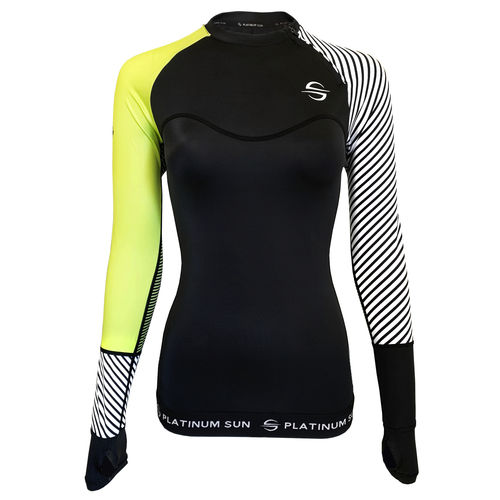 Lycra-Shirt / Langarm - Green Stripes - Platinum Sun - für Frauen