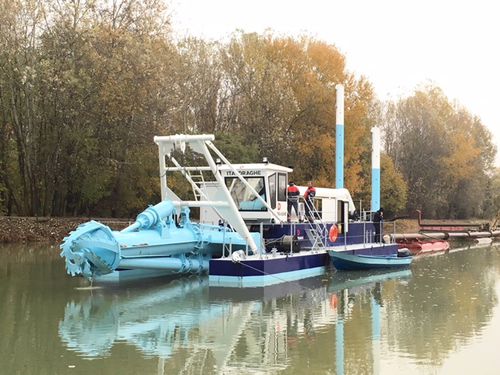 Elektrisches Berufsschiff - ECO-GREEN - Italdraghe - Arbeitsboot / Barge zum Abpumpen von Schmutzwasser / Schneidkopf-Saugbagger
