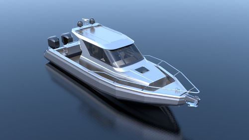 Angelboot für Tagesfahrten / Außenborder - LEADER 968 - Qingdao Allheart Marine Co., Ltd. - zweimotorig / mit Steuerhaus / Aluminium