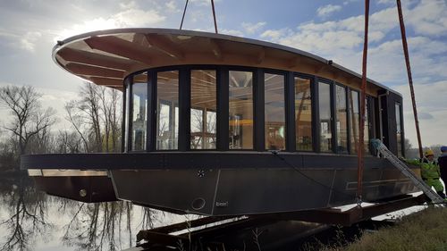 Katamaran-Hausboot - HOUSE - BARKMET BOATS - Außenborder / elektrisch / Diesel