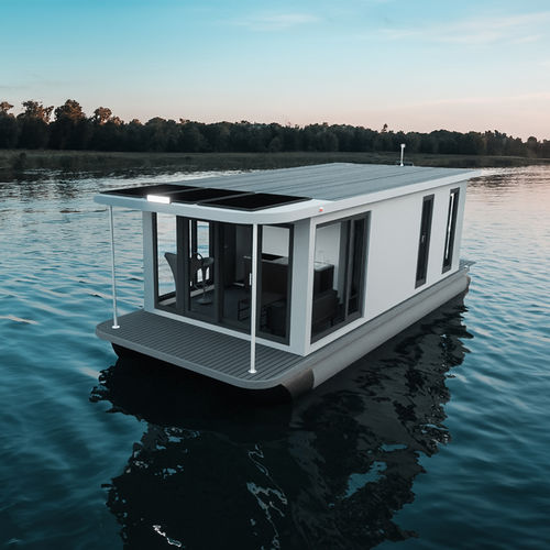 Katamaran-Hausboot - ECO 10 - BARKMET BOATS - Außenborder / Diesel / schwimmend