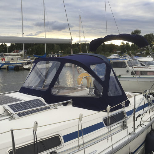 Roofdach für Segelboot - Bavaria 31 - KAPELL ANNAT - für Ruderhaus / mit Edelstahlstruktur / blau