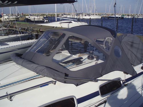 Roofdach für Segelboot - Bavaria 35 - KAPELL ANNAT - für Ruderhaus / mit Edelstahlstruktur / blau