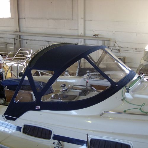 Roofdach für Segelboot - Bavaria 42 - KAPELL ANNAT - für Ruderhaus / mit Edelstahlstruktur / blau