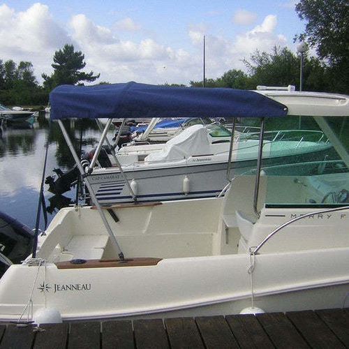 Sonnensegel für Boot - Merry Fisher 585 Marlin - KAPELL ANNAT - für Ruderhaus / mit Edelstahlstruktur / blau