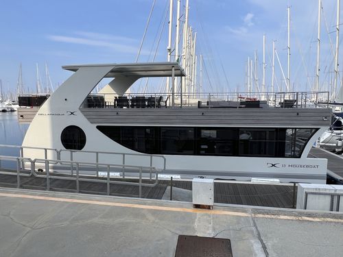 Katamaran-Hausboot - Houseboat - Dellapasqua DC - Innenborder / Außenborder / elektrisch