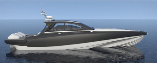 Express-Cruiser / Außenborder - BLADERUNNER 45 GTO - ICE MARINE - dreimotorig / Hardtop / Carbon