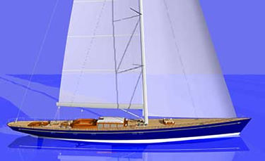 Segel-Superyacht / für Kreuzfahrten - FRERS 150' - Derecktor - mit offenem Heck / Sloop