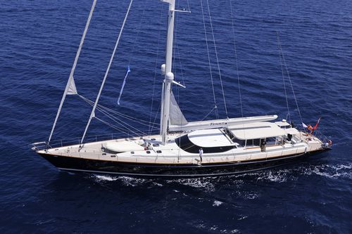 Segel-Superyacht / für Kreuzfahrten - TENAZ - Pendennis - 3 Kabinen / mit offenem Heck / Aluminium