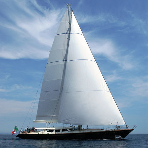 Segel-Superyacht / für Kreuzfahrten - HERITAGE OF LONDON - Perini Navi - mit offenem Heck / Stahl / Sloop