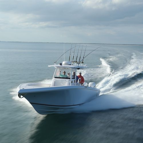 Außenborder-Konsolenboot - 38CC / 38CC LS - Fountain Powerboats - dreimotorig / mit Mittelkonsole / Tauch