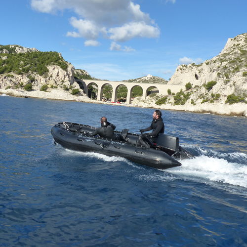 Such- und Rettungsboot Berufsschiff - 425 SRD - Sillinger - Taucherbasisboot / Außenborder / zusammenklappbares Schlauchboot