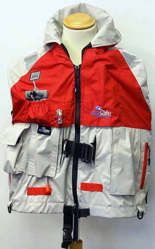 Navigationsjacke - Navigator 2025 - Seasafe Systems Ltd - mit integrierter selbstaufblasbarer Rettungsweste / ärmellos / rot