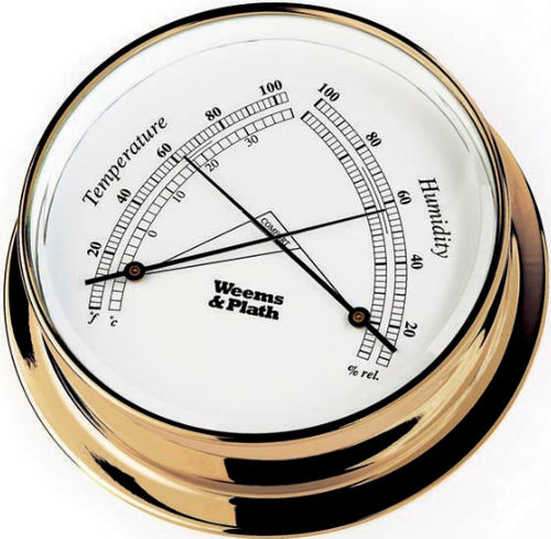 Analoges Thermometer - 230900 - Weems & Plath - Hygrometer / Comfortmeter / poliertes Messing