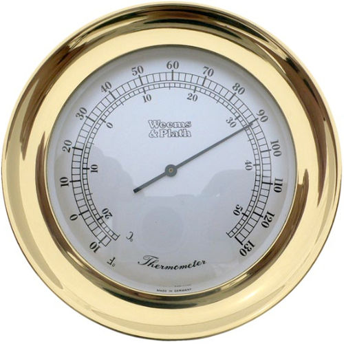 Analoges Thermometer - Atlantis  - Weems & Plath - poliertes Messing / °C / °F