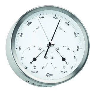 Analoges Barometer - 317M - Barigo - Edelstahl / weiß / Thermometer