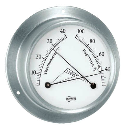 Analoges Thermometer - 983RF - Barigo - Hygrometer / Comfortmeter / Edelstahl