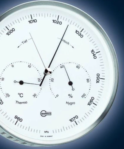 Analoges Barometer - 350MEL - Barigo - Edelstahl / weiß / Thermometer