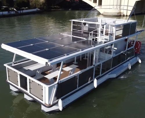 Innenborder-Pontonboot - M1200 - MOGGARO ALUMINIUM YACHTS - Außenborder / elektrisch / Solar