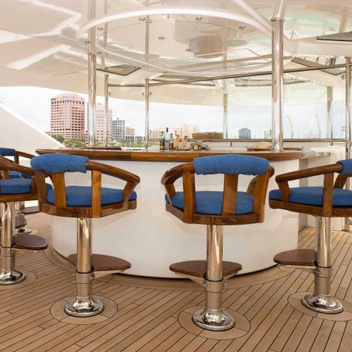 Barhocker für Yacht - T7023T-BACK4 - Pompanette - Edelstahl / anodisiertes Aluminium / Runder Fuß