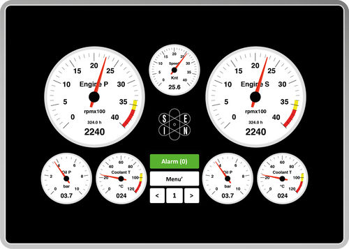 Überwachungs- und Bedientafel für Boot - 7" ADVANCED - San Giorgio S.E.I.N srl - für Yacht / für Motoren / mit Touchscreen
