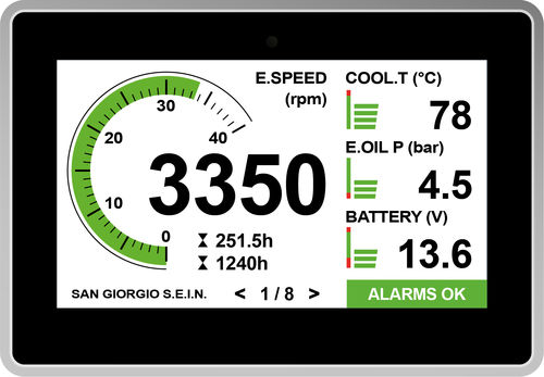 Überwachungs- und Bedientafel für Boot - 5" COMPACT - San Giorgio S.E.I.N srl - für Yacht / für Motoren / mit Touchscreen