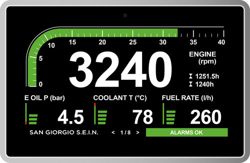Überwachungs- und Bedientafel für Boot - 7" PLUS - San Giorgio S.E.I.N srl - für Yacht / für Motoren / mit Touchscreen