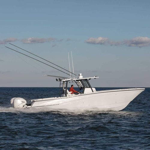 Katamaran-Konsolenboot - 400CC-X - World Cat - Außenborder / zweimotorig / mit Mittelkonsole