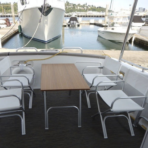 Klappbarer Cockpittisch - M200T - Forma Marine Furniture, LLC. - Teakholz / Aluminium / braun