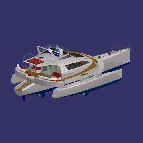Motor-Trimarane Motoryacht - SEAHORSE 70' POWER - Tournier Marine - für Kreuzfahrten / Flybridge / 3 Kabinen