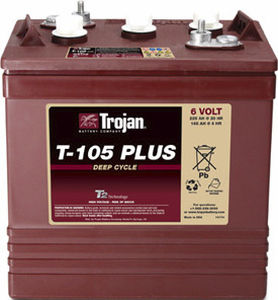 Batterie für Marineanwendungen - T-105 PLUS - Trojan Battery Company - 6 V / Blei / zyklenfest