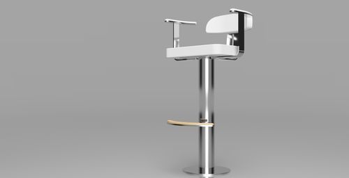 Kunstleder-Barhocker - 20.BS105 - Atep Italia - Teakholz / aus Edelstahl 316L / Runder Fuß
