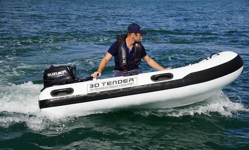 Außenborder-Schlauchboot - FEDERLIGHT 245 - 3D MARINE - halbstarr / Open / Aluminium