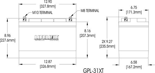 Batterie für Marineanwendungen - GPL-31XT - Lifeline Batteries - 12 V / Blei / AGM