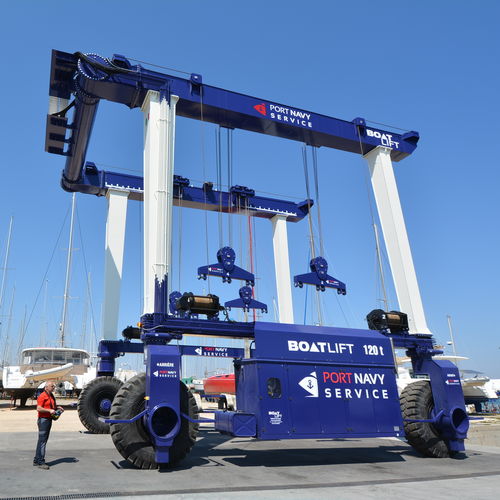 Ferngesteuerter Travellift - BL120TLA-90°RC - BOAT LIFT - mit Allradlenkung / für Schwerlasten / mit breitenverstellbarer Querstrebe