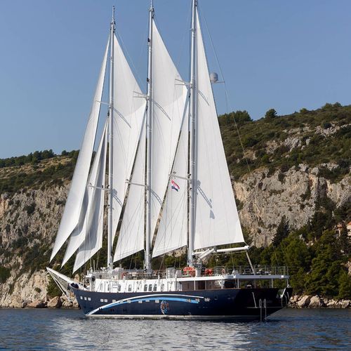 Segel-Superyacht / für Kreuzfahrten - Klara - Brodosplit Shipyard - mit offenem Heck / Bugspriet / mit 3 Masten