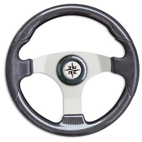 Motorboot-Lenkrad / Carbon - T15 - SAVORETTI ARMANDO & C. s.n.c. - Segelbootrennen / 3-Speichen / schwarz