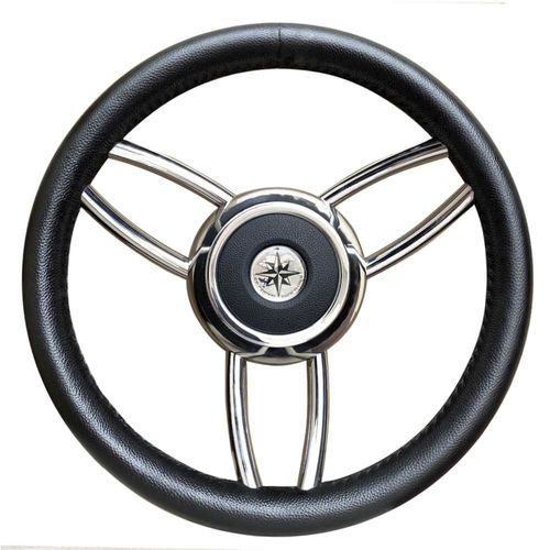 Motorboot-Lenkrad / Edelstahl - T26 series - SAVORETTI ARMANDO & C. s.n.c. - Teakholz / 6-Speichen
